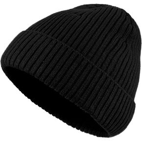 CLAPE Beanies Hat for Men Cuffed Skull Ribbed Watch Cap Daily Plain Knit Ski Caps Soft Warm Hat Thick Slouchy Snow Skullcap