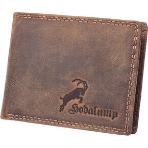 Hodalump Mens Bifold Wallet with Coin Pocket - Real Buffalo Leather Bifold Wallet, RFID Blocking Slim Minimalist Front Pocket with ID Window