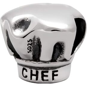 Chef Charm Sterling Silver Hat Charm I Love Cooking Charm Anniversary Charm Birthday Charm for Diy CharmsBracelet