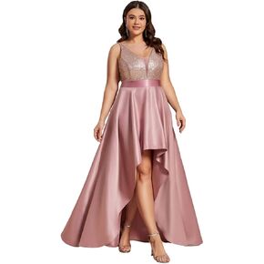 Ever-Pretty Women's Plus Size Sequin V-Neck High-Low A-line Evening Dress Prom Gowns 0667-PZUSA