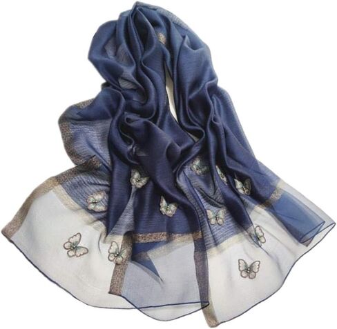 Women Mulberry Silk Scarf Lightweight Scarves Embroidered Butterfly Shawls and Wraps for Dresses in Saudi Arabia
