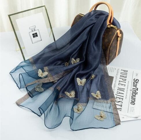 Women Mulberry Silk Scarf Lightweight Scarves Embroidered Butterfly Shawls and Wraps for Dresses in Saudi Arabia