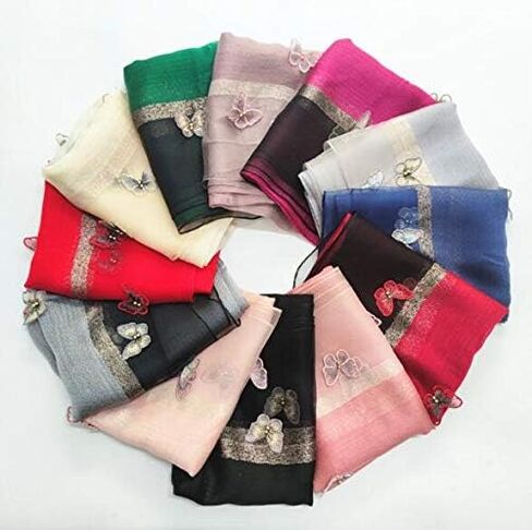Women Mulberry Silk Scarf Lightweight Scarves Embroidered Butterfly Shawls and Wraps for Dresses in Saudi Arabia