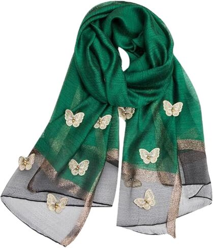 Women Mulberry Silk Scarf Lightweight Scarves Embroidered Butterfly Shawls and Wraps for Dresses in Saudi Arabia