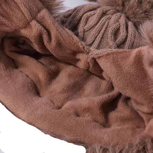 YUSSTAR قبعة صغيرة مع اللوحات الأذن أكثر دفئا الصوف مبطن قبعات الشتاء التزلج قبعة متماسكة بوم بوم المرأة in Kuwait