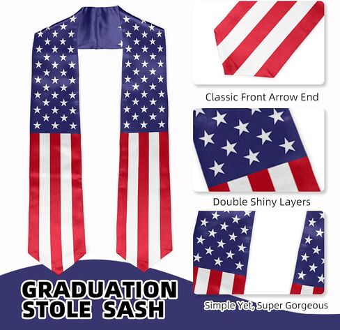 Flag Graduation Stole Unisex Graduation Sash Honor Stole for Graduation Students, 72 Inch in Saudi Arabia