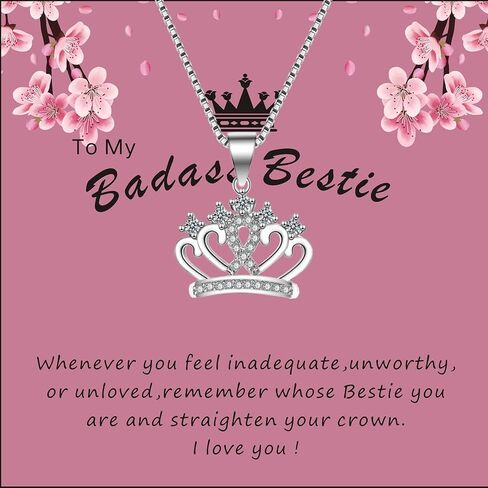 إلى My Badass Bestie CZ Crown Necklace Badass Bestie هدية الصداقة قلادة عيد الميلاد هدايا عيد الميلاد لأفضل صديق in Kuwait