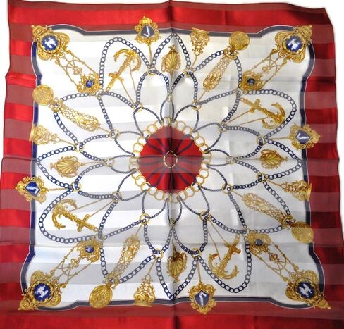 Silk Scarf, SS889014 Rosary, precision printed, lightairy satin (Red) Brand Cased in Kuwait