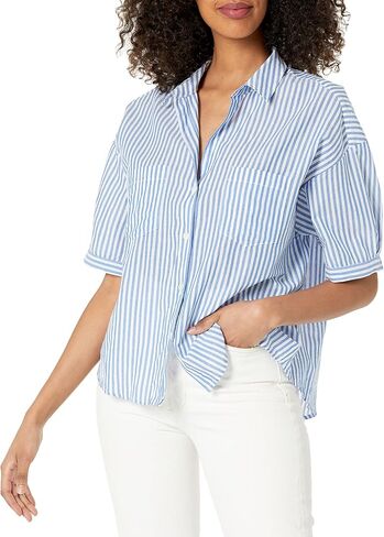 Velvet by Graham & Spencer Women's Brandy Striped Button Down Shirt in Saudi Arabia