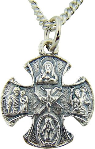 CB Silver Toned Base Four Way Dove Center Scapular Maltese Cross Medal, 3/4 Inch in Saudi Arabia