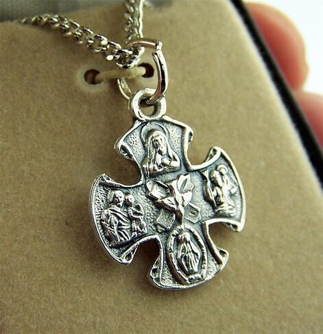 CB Silver Toned Base Four Way Dove Center Scapular Maltese Cross Medal, 3/4 Inch in Saudi Arabia