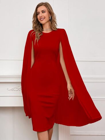 IWFEV منتصف العجل المرقعة كم طويل الرقبة المستديرة عادي بلا أكمام فستان ميدي المرأة Bodycon فستان in Saudi Arabia