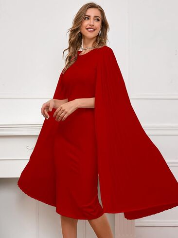 IWFEV منتصف العجل المرقعة كم طويل الرقبة المستديرة عادي بلا أكمام فستان ميدي المرأة Bodycon فستان in Saudi Arabia