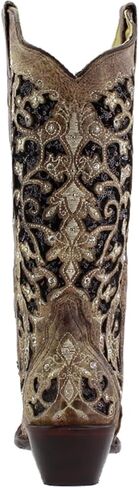 CORRAL Women's Snip Toe Stitched Leather Cowgirl Western Boots with Swarovski Crystal Accents in Kuwait