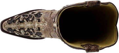CORRAL Women's Snip Toe Stitched Leather Cowgirl Western Boots with Swarovski Crystal Accents in Kuwait