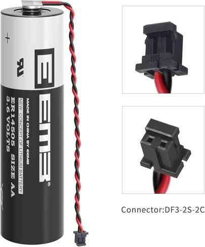 EEMB 3.6V ER6V Battery Replacement Lithium Battery ER14505 2600mAh with Plug Compatible with Toshiba PLC Battery ER6VC119A/119B (2 Pack) in Saudi Arabia