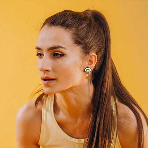 CBTRFASHION Womens Girls Mens Boys Basketball Ball Sporty Unique Hoop Dangle Earrings in Kuwait