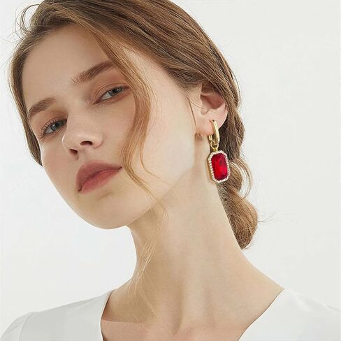 أقراط حجر الراين بيان أقراط كريستال أقراط متدلية مستطيلة للنساء أقراط متدلية أقراط عصرية حساسة هدية مجوهرات in Kuwait