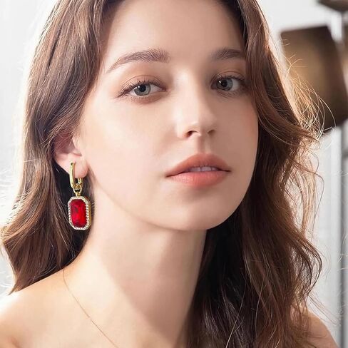 أقراط حجر الراين بيان أقراط كريستال أقراط متدلية مستطيلة للنساء أقراط متدلية أقراط عصرية حساسة هدية مجوهرات in Kuwait