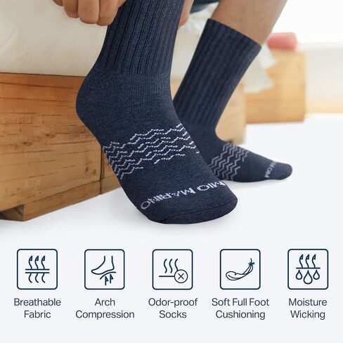 جوارب Mio Marino الرجالية من القطن الفاخر للتحكم في الرطوبة مبطنة مع دعم للقوس in Kuwait