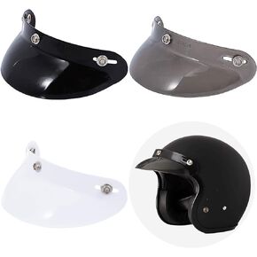 Helmet Peak Shield Open Face Retro Motorcycle Helmet Sun Shade (Black)