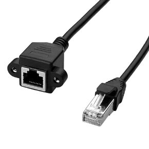 Ethernet Extension Cable, EC45030AK RJ45 Male to Female Ethernet LAN Network Extension Cable Black - 1FT/0.3M