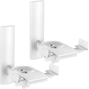 Universal Speaker Wall Mount One Pair of Side Clamping Bookshelf Speaker Mount Bracket with Swivel and Tilt for Sound Speakers (Black)