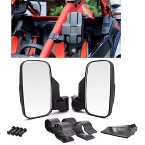 ConPus UTV Mirror, Side View Mirrors with 1.6" 1.75" to 2" Roll Bar Cage, Rear View Side Mirror for Polaris RZR Ranger 900 1000, Can Am Kawasaki Mule Yamaha Rhino Cage Shatter Proof Tempered Glass