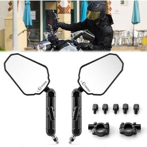 Wsays Adventure Mirrors Motorcycle Rear View Mirrors 8MM 10MM Upgrade Universal Ball-Type Quick-Adjust with 7/8" Handlebar Mount Compatible with Most ATV Polaris Honda Yamaha Kawasaki