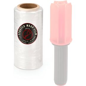 6.7 x 1000ft, 67 Gauge Heavy-Duty Stretch Film/Wrap - 500% Stretchable Stretch Wrap Film with Easy-to-Use Handle - Industrial Strength Wrap for Moving, Storing, Packing (1 Pack No Handle)
