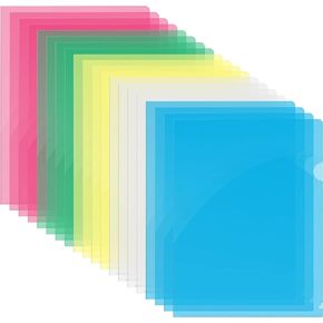 Better Office Products Poly Project Pockets, Plastic File Jacket Sleeves for Letter Size Paper, Assorted 5 Translucent Colors, Project Folder File Jackets, 9" x 11.5", 20 Pack