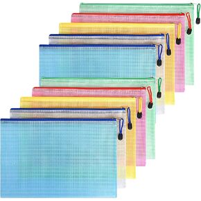 Toplive Plastic Mesh Zipper Pouch, 10 Packs A5 Size Waterproof Mesh Bag Document Bag File Folder for School Office Supplies