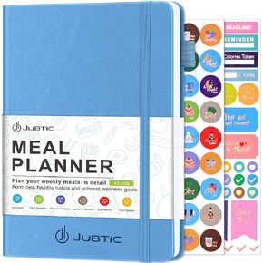 JUBTIC Meal Planner Notebook, Weekly & Daily Meal Prep Journal with Shopping and Grocery Lists for Food Planning Menu Planning Healthy Diet and Habits Tracker, Last 1 Year,Undated, A5, Green