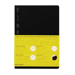 Nitoms S4101 STALOGY Notebook, A5, Squared, 365 Days Notebook, Black
