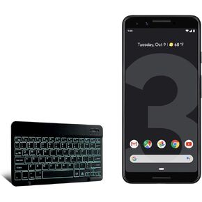 BoxWave Keyboard Compatible with Google Pixel 3 - SlimKeys Bluetooth Keyboard - with Backlight, Portable Keyboard w/Convenient Back Light for Google Pixel 3 - Jet Black