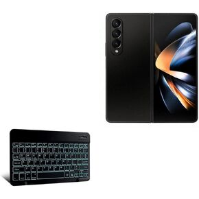 BoxWave Keyboard Compatible with Samsung Galaxy Z Fold 4 - SlimKeys Bluetooth Keyboard - with Backlight, Portable Keyboard w/Convenient Back Light for Samsung Galaxy Z Fold 4 - Jet Black