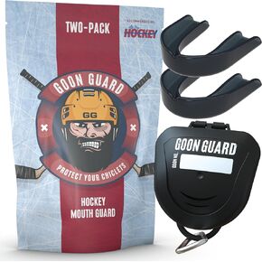 Goon Guard Hockey Mouth Guard Strapless - Hockey Mouth Guard for Adults & Braces: 2X The Impact Absorption, Made in The USA, Case Included (Clear & Clear)