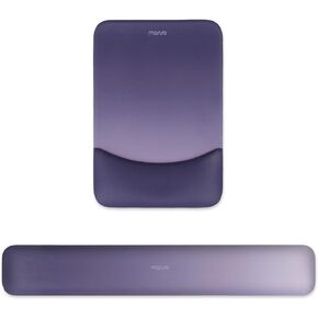 MOSISO Wrist Rest Support for Mouse Pad&Keyboard Set, Rectangular Ergonomic Mousepad Home/Office Pain Relief&Easy Typing Non-Slip Pad with Neoprene Cloth&Raised Curved Memory Foam,Gradient Dark Purple