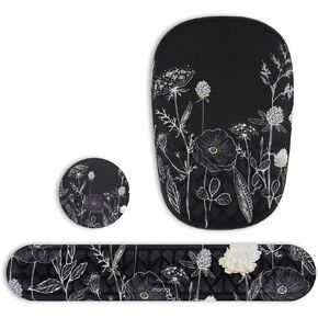 MOSISO Keyboard Wrist Rest&Ergonomic Slope Design Mousepad Wrist Rest Support&Coaster, Massage Non-Slip&Pain Relief Easy Typing Cushion with Memory Foam for Home Office, Retro Flower