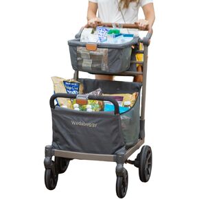 Heavy Duty Folding Shopping & Utility Cart, Glides Effortlessly - Easy to Maneuver, Lightweight Push & Pull Behind Cart w/3 Storage Baskets