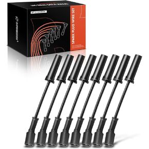A-Premium 8PCS Spark Plug Wires (for V8 Engine, Round Coil) Compatible with Chevy, GMC, Cadillac & Hummer Models - Silverado, Suburban, Sierra, Yukon, Tahoe, Escalade, H2-1999-2022, Replace# 7873