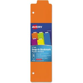 Avery 24908 علامة تبويب مرجعية بلاستيكية فواصل متنوعة بلون سادة 5 علامات تبويب 3X11 1/2