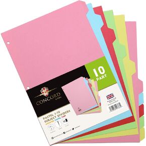 Pukka Pad 10 Part Dividers - 1 Pack of 10 Tab Set, 3-Ring Binder Compatible, 8 1/2 x 11 Inches - Pastel Colors