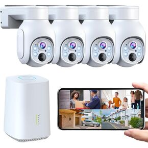 Camcamp 4MP Wireless PTZ Security Camera System, 360° Wireless Battery Camera System with Base Station, Support HDMI Output, 2-Way Audio, Motion Alert, Indoor Outdoor Home Surveillance in Kuwait
