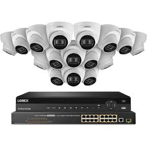 نظام NVR ذو 32 قناة مع كاميرات IP Dome بدقة 4K (8 ميجابكسل) مع إمكانية الاستماع إلى الصوت 16
