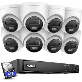 ANNKE H800 16CH 4K PoE Home Security Camera System, 8MP H.265+ NVR CCTV System with 4TB HDD and 8X 4K IP Turret Cameras, Human Vehicle Detection, Audio Recording,100 ft Night Vision, Remote Access