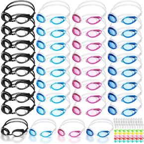 Hoteam 36 Pairs Kids Swimming Goggles No Leaking Anti Fog Wide View Swim Goggles Glasses with Earplugs and Nose Clip for Youth Children and Teens from 6 to 14 Years Old, 4 Colors in Saudi Arabia