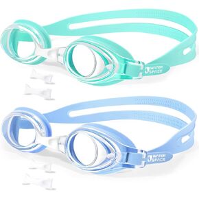 Kids Goggles, 2 Pack Swim Goggles for Kids Boys Girls Toddler Age 3-15, Clear View Anti-fog UV Protection No Leak