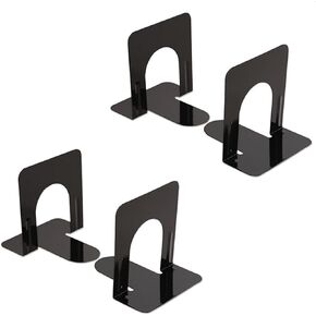 Universal Economy Bookends, Standard, 4 3/4 x 5 1/4 x 5, Heavy Gauge Steel, Black, 2 Pair (UNV54051)