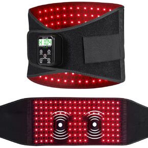 Cordless Red Light Therapy Belt for Back Pain Relief with 10000mAH Power Bank and Vibration Massager Device, Infrared Light Therapy Portable Wrap for Waist Body Lower Back Shoulder Thigh